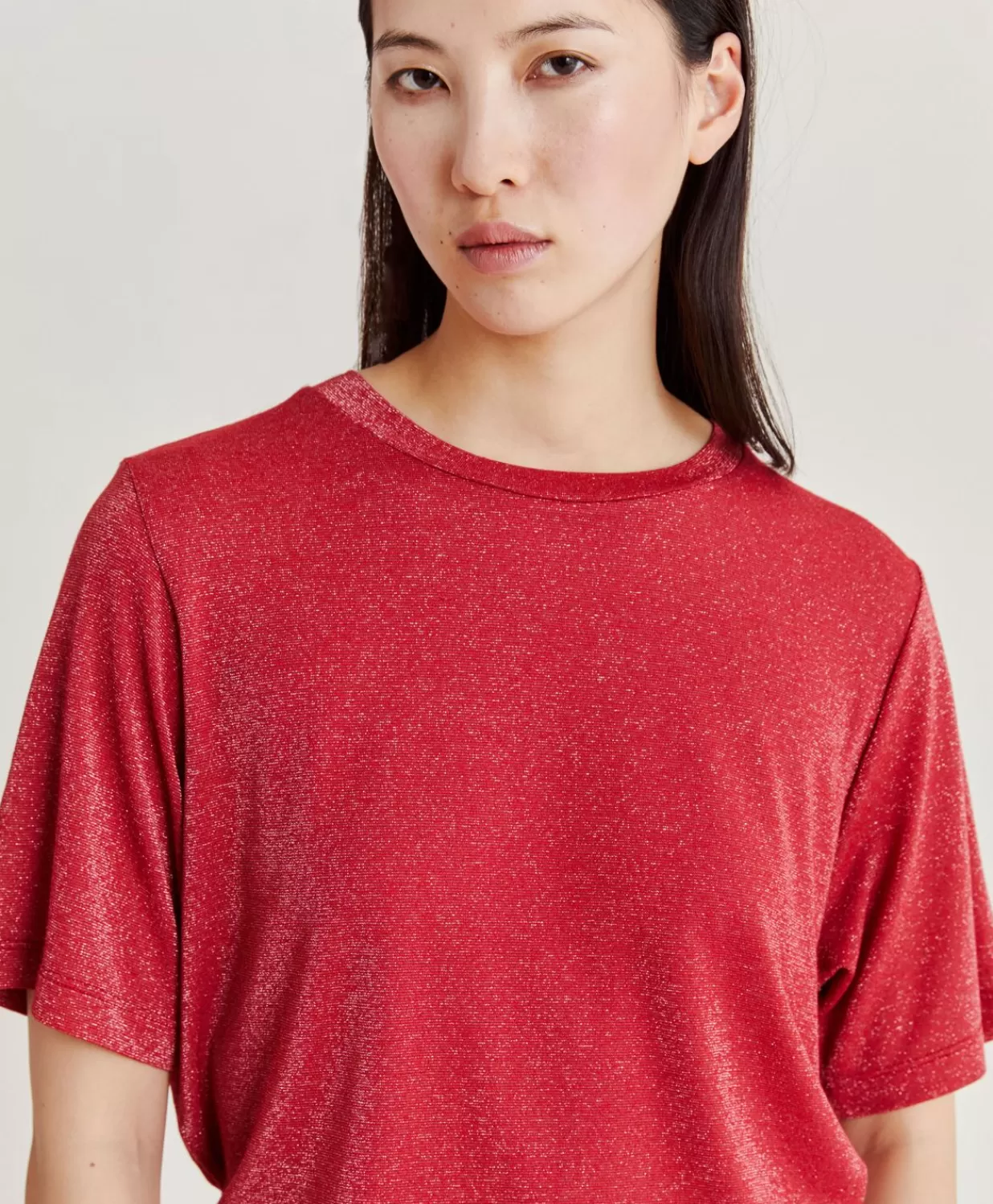 Momoni T-Shirts Et Hauts>Thirty Iora En Jersey Lurex - Magenta