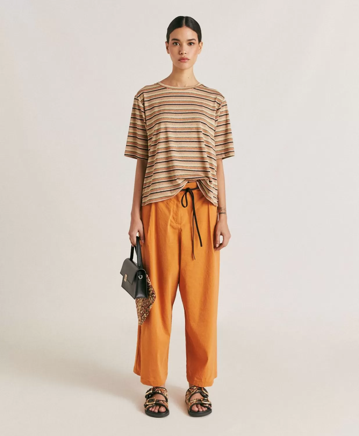 Momoni T-Shirts Et Hauts>Thirty Iora En Jersey Lurex Raye - Rouille Multicolore