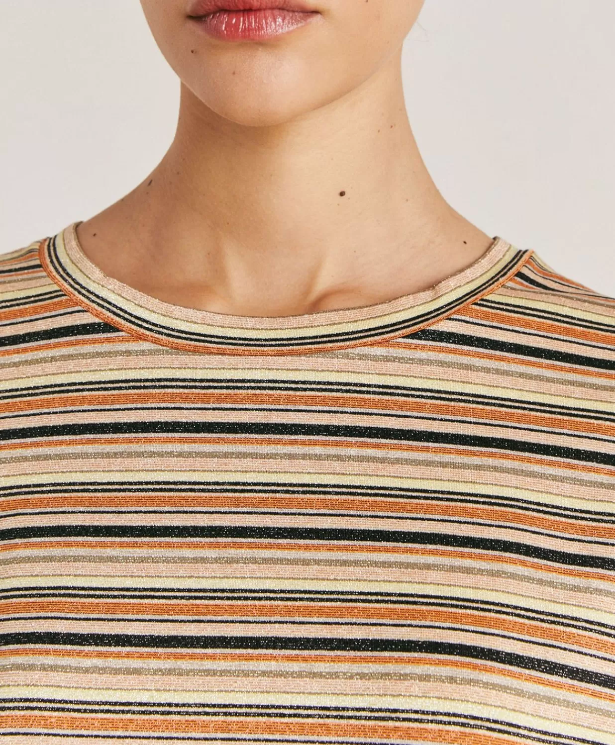 Momoni T-Shirts Et Hauts>Thirty Iora En Jersey Lurex Raye - Rouille Multicolore