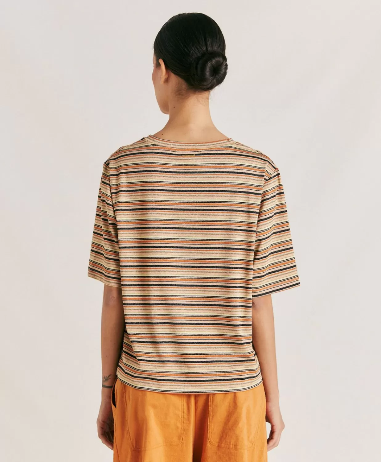 Momoni T-Shirts Et Hauts>Thirty Iora En Jersey Lurex Raye - Rouille Multicolore
