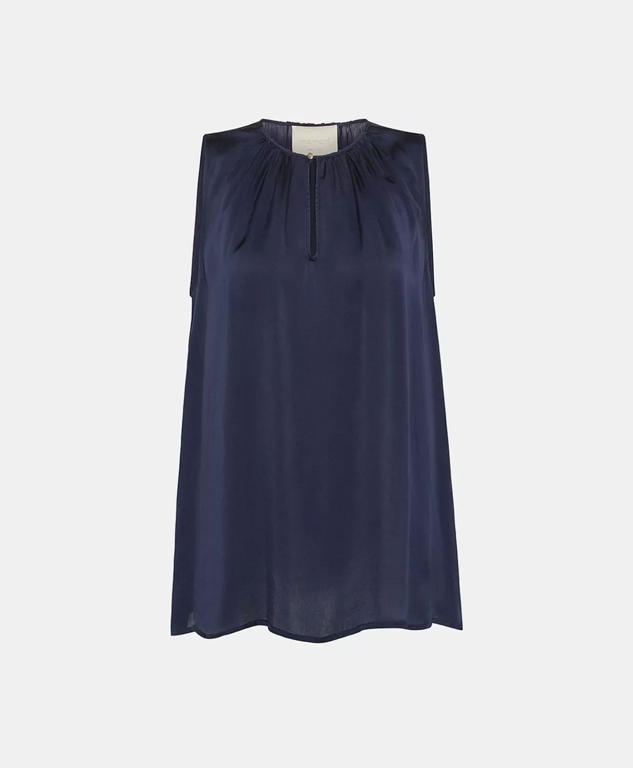 Momoni T-Shirts Et Hauts>Top Cris En Soie Unie - Bleu Nuit