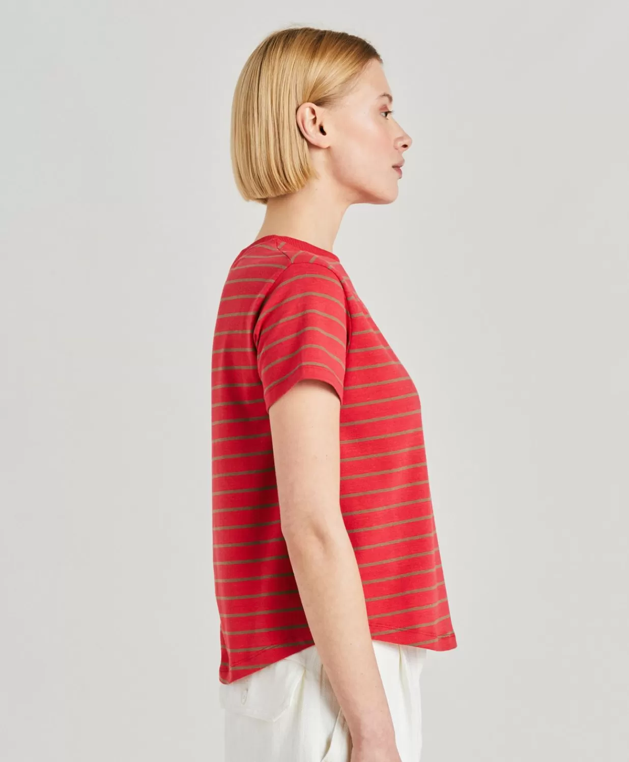 Momoni T-Shirts Et Hauts>T-Shirt En Jersey Raye Lottie - Rouge/Tabac