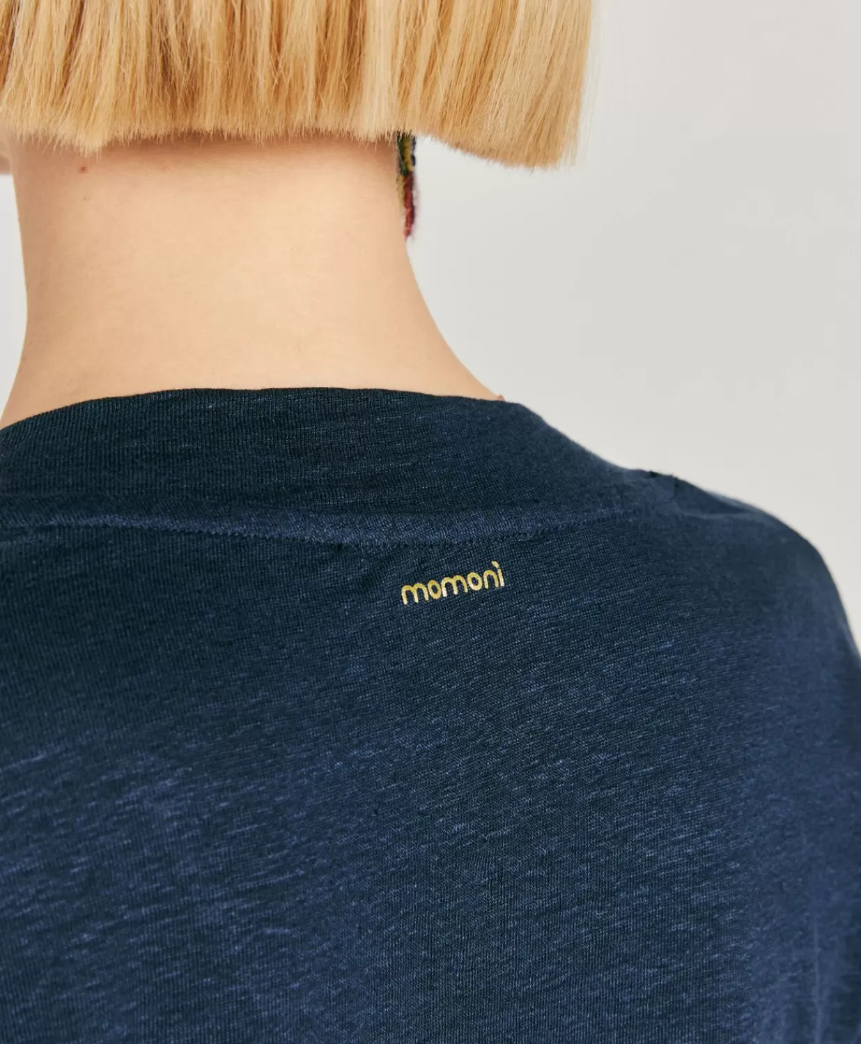 Momoni T-Shirts Et Hauts>T-Shirt Nancy En Jersey Lin - Bleu Nuit