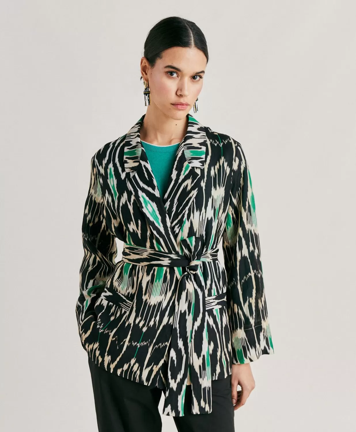 Momoni Vestes>Veste Cristal En Lin Viscose - Noir Multicolore