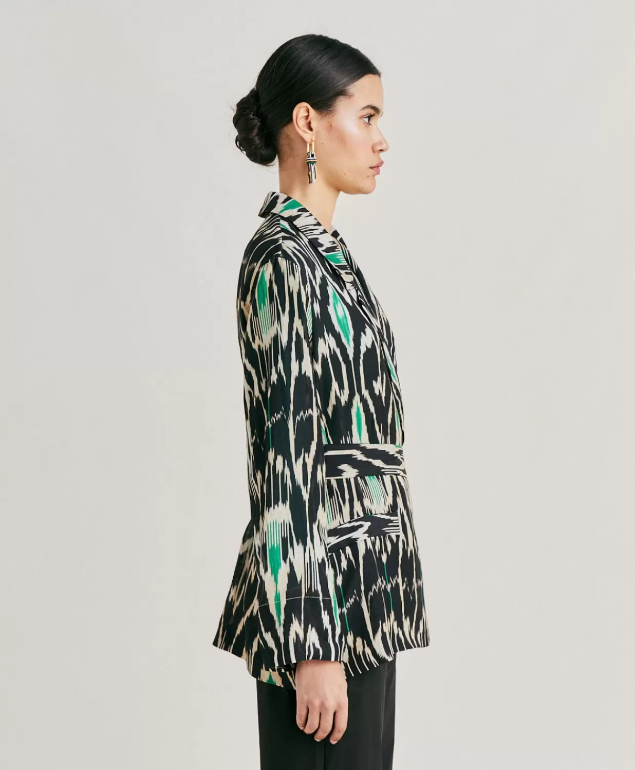 Momoni Vestes>Veste Cristal En Lin Viscose - Noir Multicolore