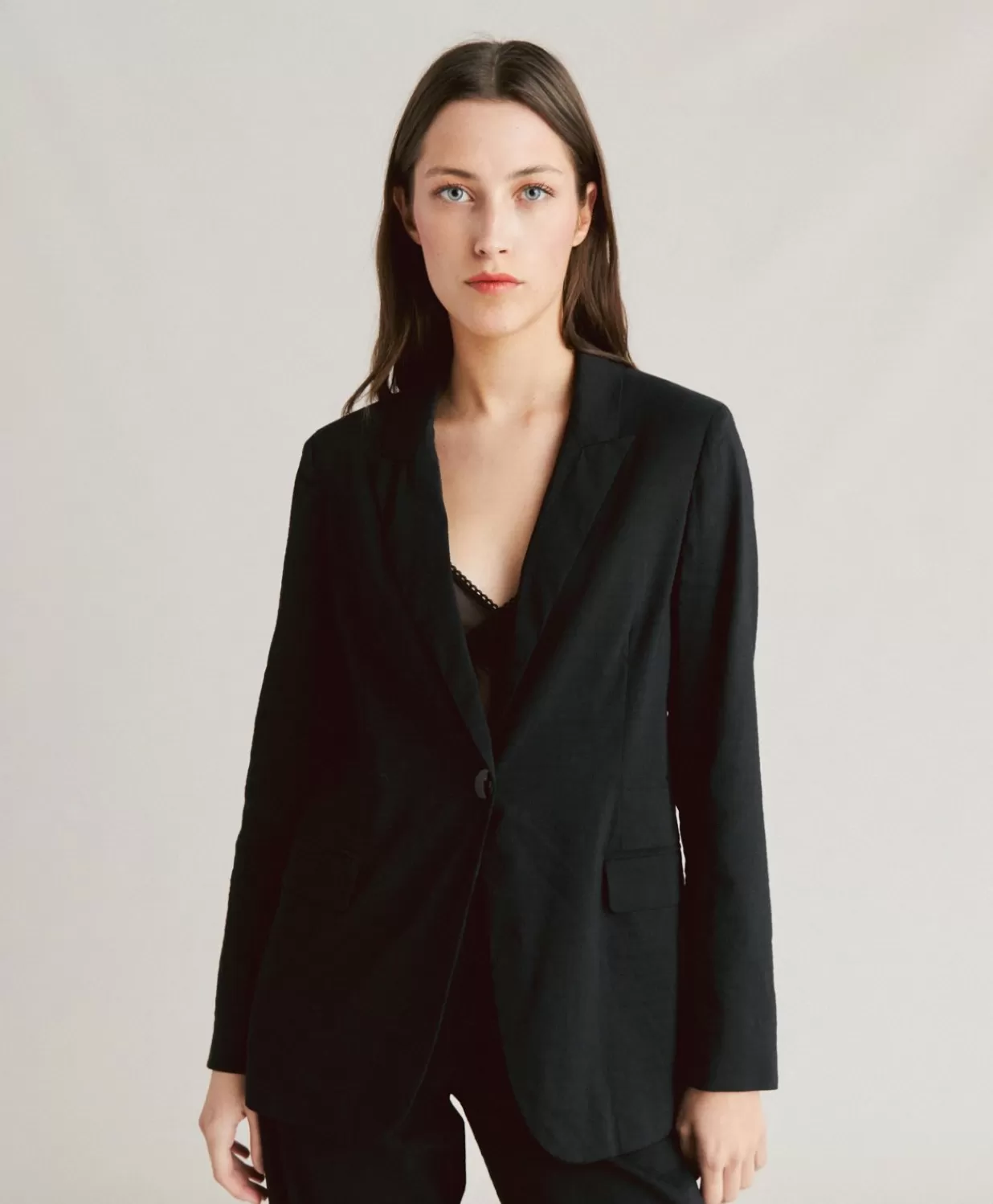 Momoni Costumes Et Costumes>Veste Lunel En Lin Coton - Noir